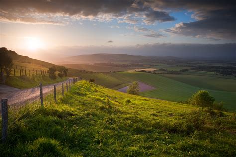 Beautiful English Countryside Landscape Over Rolling Hills South