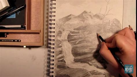 Today i will show you how to draw a waterfall. Waterfall Mountain Sketch - YouTube