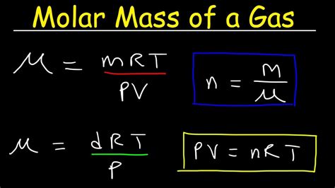 The mass of a given substance (chemical element or chemical compound in g) divided by its amount of substance (mol). How To Find Molar Mass Of A Gas At Stp