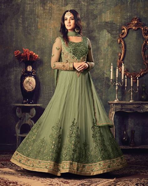 Green Pakistani Style Designer Anarkali Indian Dress Anarkali Dress Designer Anarkali