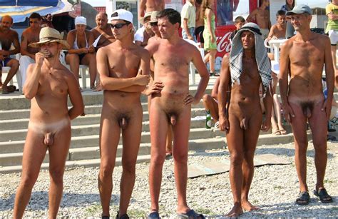 Barefoot Men Naked Except For Some Flip Flops Or Slides