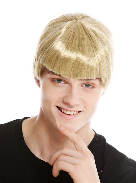 Womens Party Wig Mens Wig Carnival Halloween Short Blonde Light
