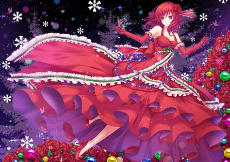 Wallpaper X Px Breasts Butterfly Cleavage Dress Elbow Eyes Flowers Gloves