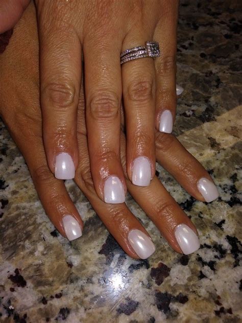 What is a dip powder manicure? Pure white dip powder with a pearl chrome | Powder nails ...