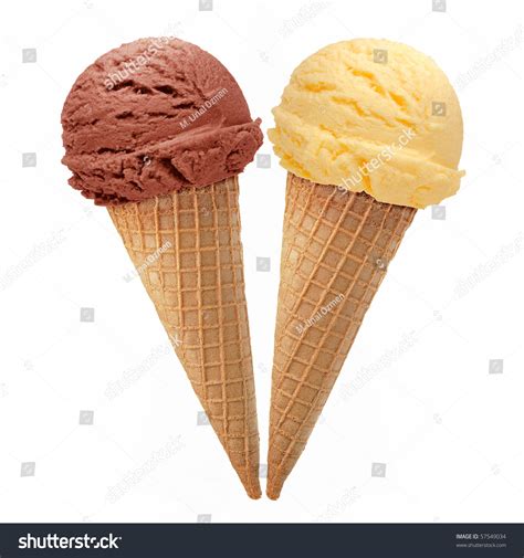 Two Ice Cream Cones On White Stock Photo 57549034 Shutterstock