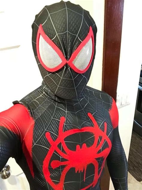 Miles Morales Into Spider Verse Cosplay Costume Spiderman Zentai Suit