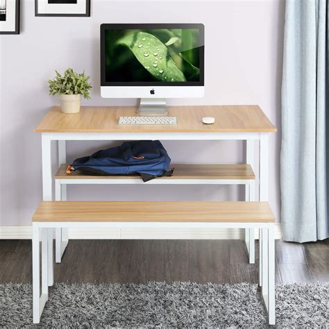 Stools nest under table to save space between uses. Homury 3 Piece Dining Table Set Breakfast Nook Dining ...