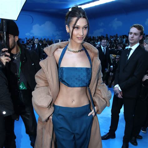 Bella Hadid Proved Abs Are Always In Season With Her Louis Vuitton Crop Top And Oversize Coat