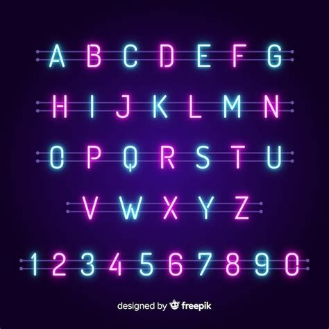 Neon Alphabet Free Vector