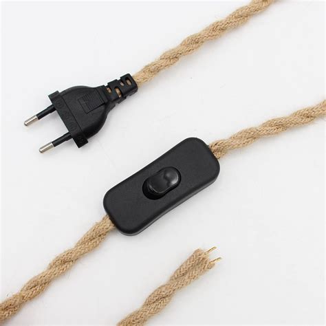 Best Vintage Style Hemp Cord Eu Plug Power Cord With Switch Fabric