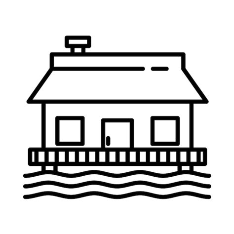 Premium Vector Beach House Line Illustration