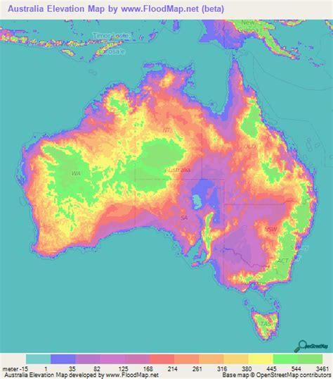 Australia Elevation And Elevation Maps Of Cities Topographic Map