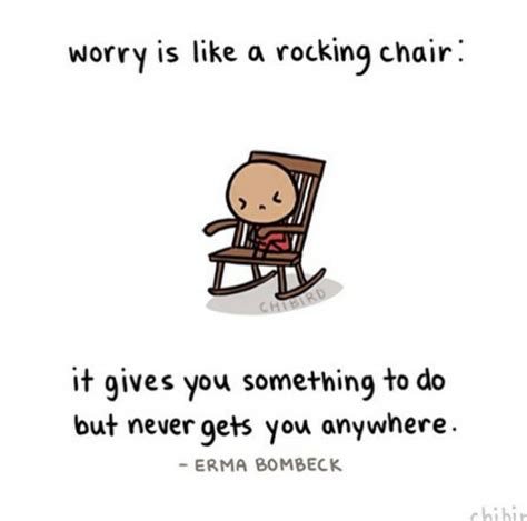 a cartoon character sitting in a rocking chair with the caption worry is like a rocking chair it