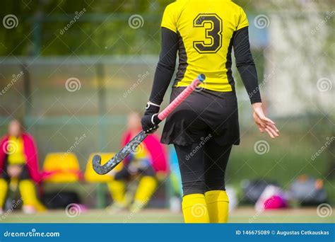 A Beautiful Young Woman Field Hockey Player Stock Image Image Of