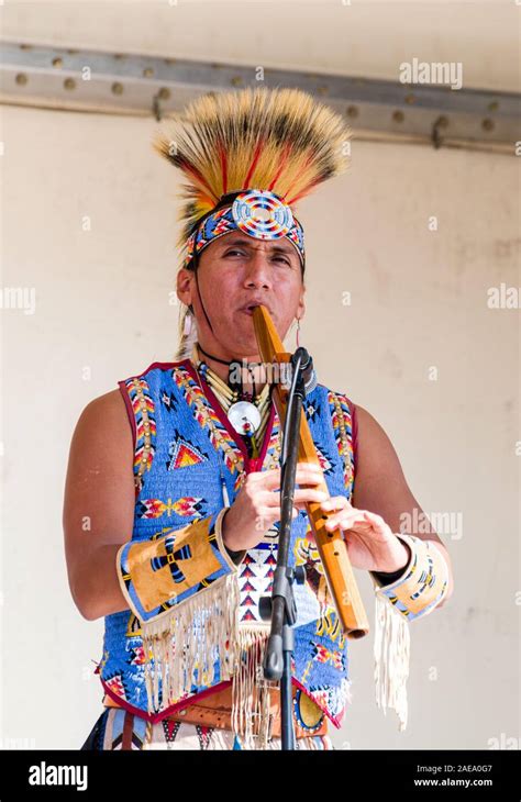 Pueblo Grande Indian Market Tony Duncan Flutist Hoop Dancer Traditional Dancer Father Stock