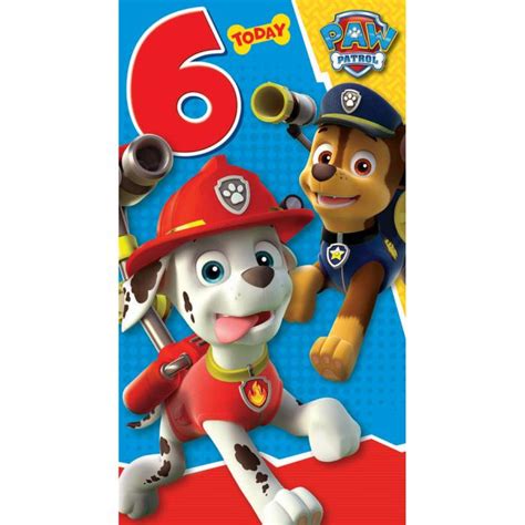 6 Today Paw Patrol Birthday Card Pa011 Character Brands