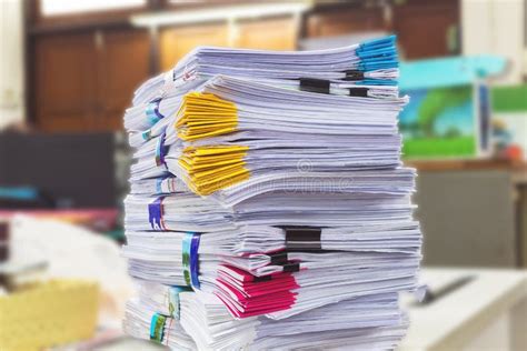 Pile Of Documents On Desk Stock Photo Image Of Firm 73684148