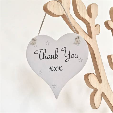Thank You Wooden Heart Hanging Sign By Chapel Cards