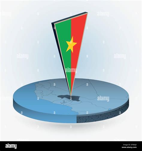 Burkina Faso Map In Round Isometric Style With Triangular 3d Flag Of