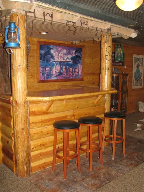 Our Downstairs Bar Made Out Of Logs And Our Woodfloor Minnesota Lake