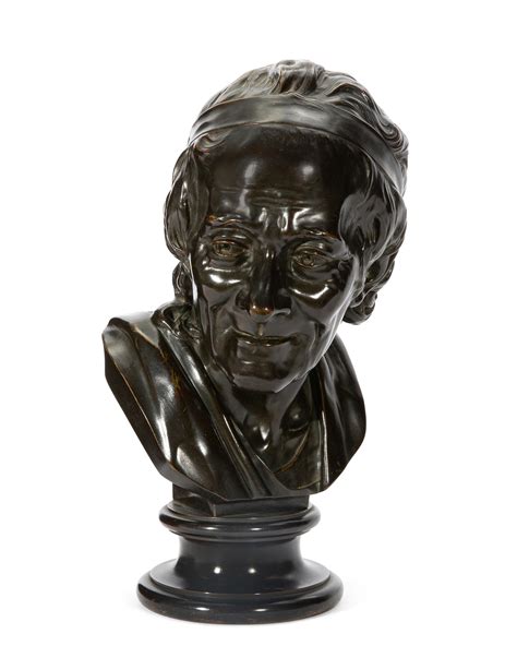 Lot A French Patinated Bronze Bust Of Voltaire After The Model By