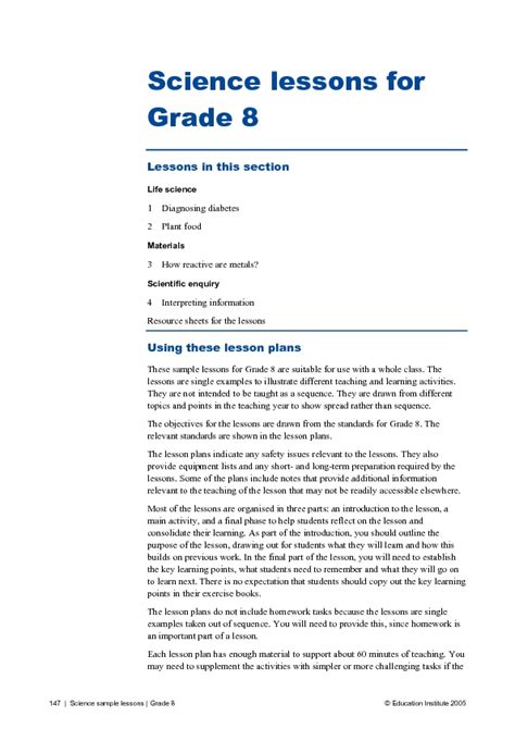 Science Lessons For Grade 8 Lesson Plan For 8th Grade Lesson Planet