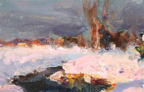 Georges Lapchine La Neige Impressionist Winter Landscape Oil