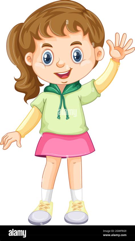 Little Girl Waving Hand Illustration Stock Vector Images Alamy