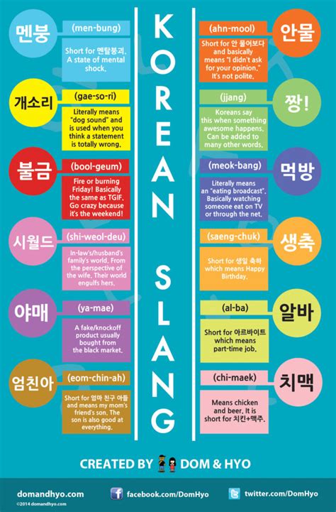 Korean Slang Infographic Learn Korean With Fun And Colorful