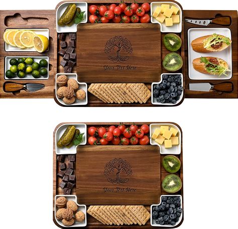 Amazon Com Shanik Upgraded Acacia Cheese Board Set Square Shaped Charcuterie Set Cheese