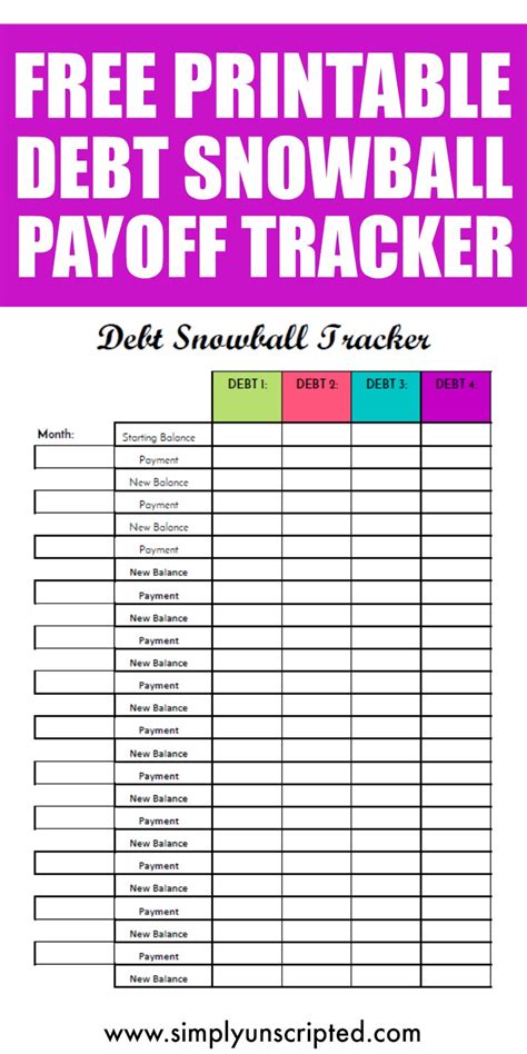 Printable debt snowball tracker