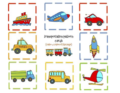 Transportation9patterncards Kindergarten Games Cars Trucks
