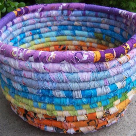 Leftovers Rainbow Basket Etsy Coiled Fabric Basket Fabric Baskets