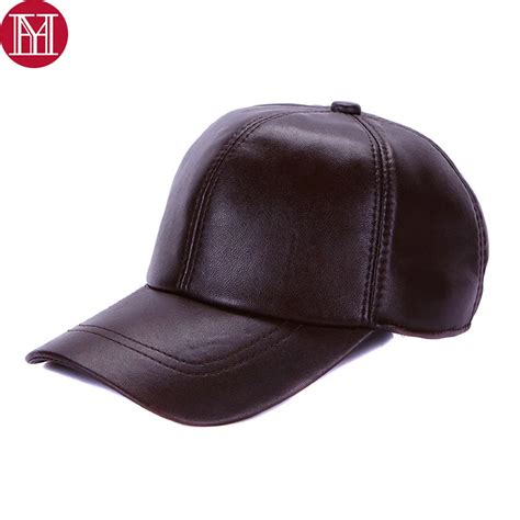Unisex 100 Genuine Real Leather Baseball Caps Women Men Winter Real