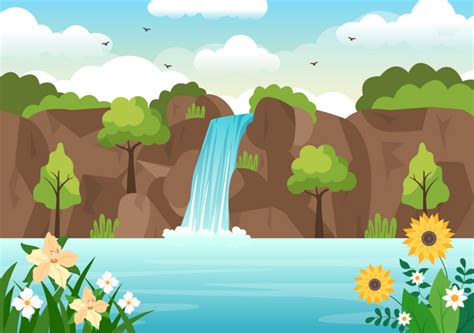 Premium Waterfall Illustration Pack From Nature Illustrations