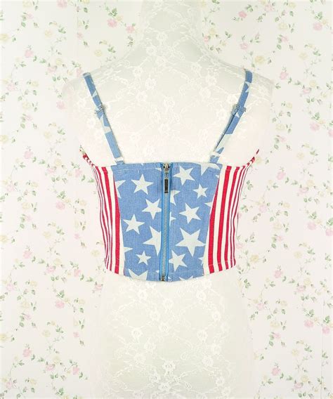 free ship american flag crop top bustier on luulla