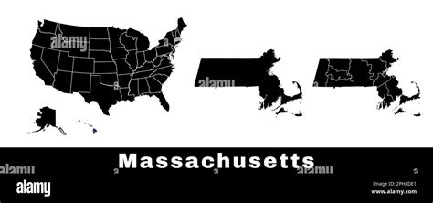 Massachusetts State Map Usa Set Of Massachusetts Maps With Outline