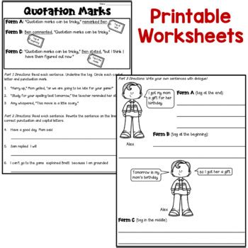 quotation marks worksheet freebie by deb hanson tpt
