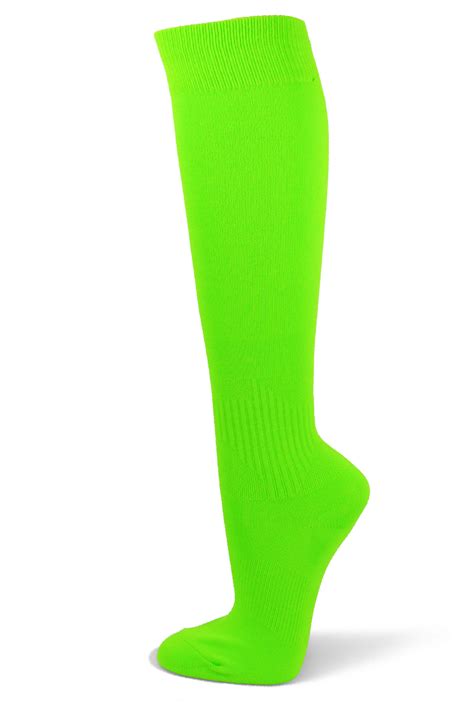 Couver Unisex Polyester Soccer Knee High Sports Athletic Socks Neon Green Large