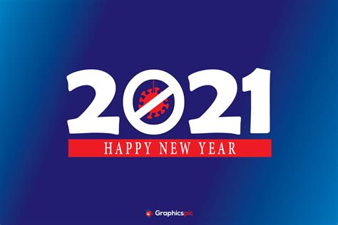 Happy New Year 2021 With Blue Background In Covid Times Free Vector