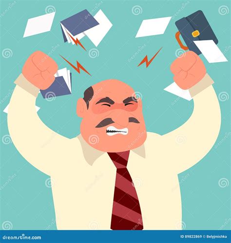 Busy Time Of Angry Businessman In Hard Working Stock Vector