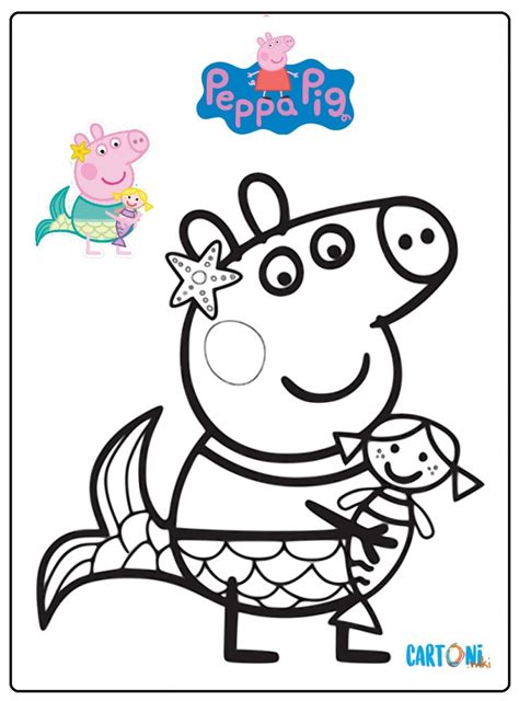 Di seguito più di 70 disegni della simpatica peppa pig, della sua famiglia e dei suoi amici da stampare e colorare, per rivivere tutte le sue avventure! Peppa Pig Sirenetta da colorare - Cartoni animati