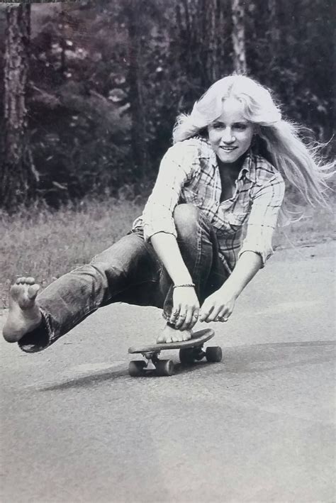 My Mother Skateboarding Barefoot In California In 1974 • Roldschoolcool Skateboard Girl