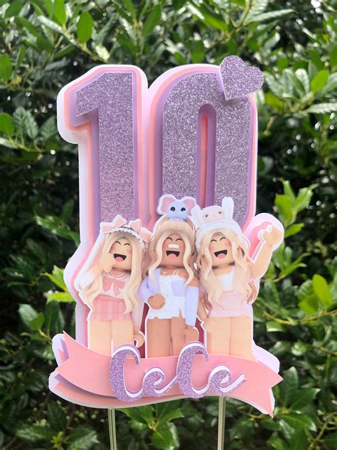 Girl Roblox Cake Topper Pink Roblox Birthday Party Cake Etsy Canada