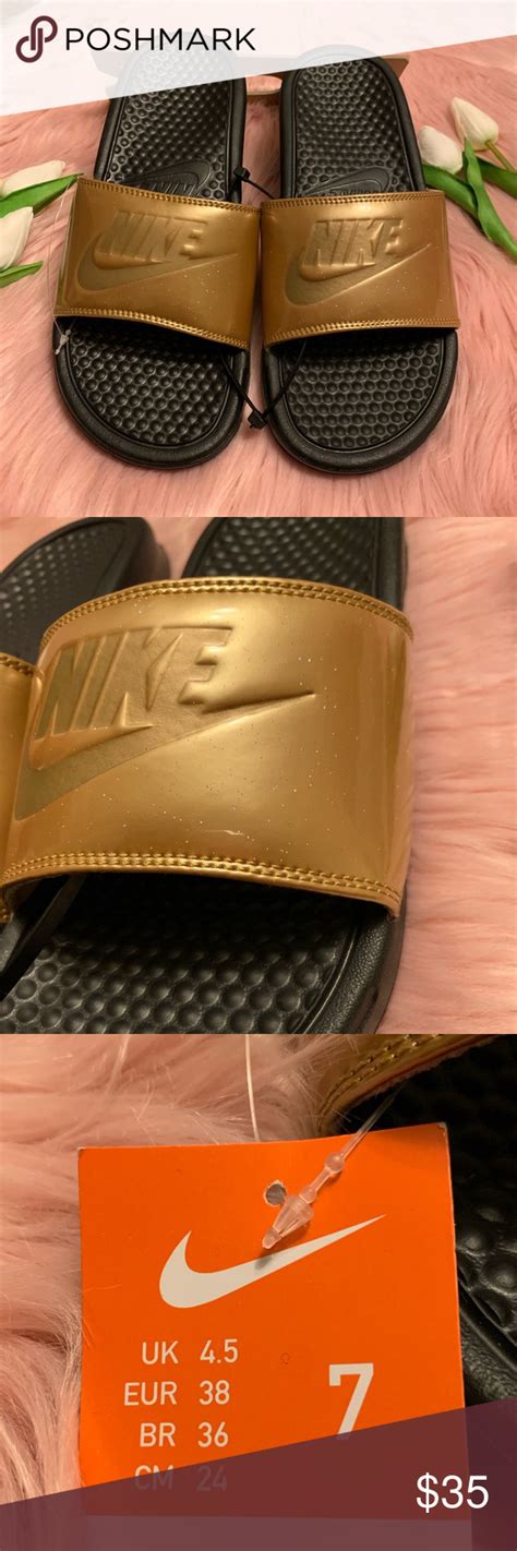 Gold Glitter Nike Slides These Athletic Slides Are Great For A Day Of