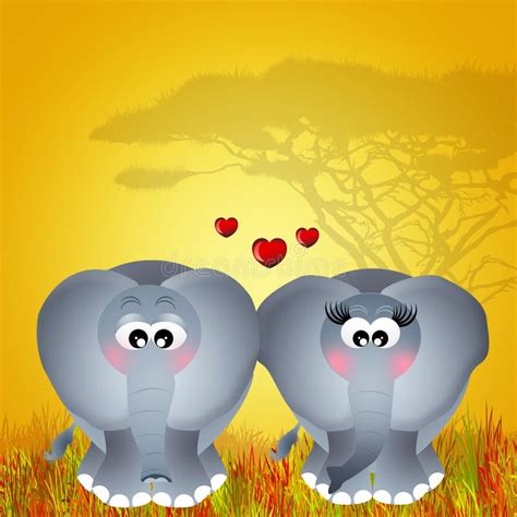 Elephants In Love Stock Illustration Illustration Of Elephants 76861227