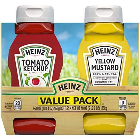 Heinz Tomato Ketchup And Yellow Mustard Twin Pack 20 Oz