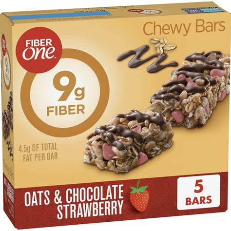 fiber one chewy bars oats and chocolate strawberry fiber snacks 5 count 7 oz
