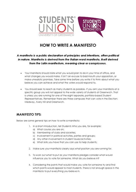 How To Write A Manifesto By Greenwich Students Union Issuu