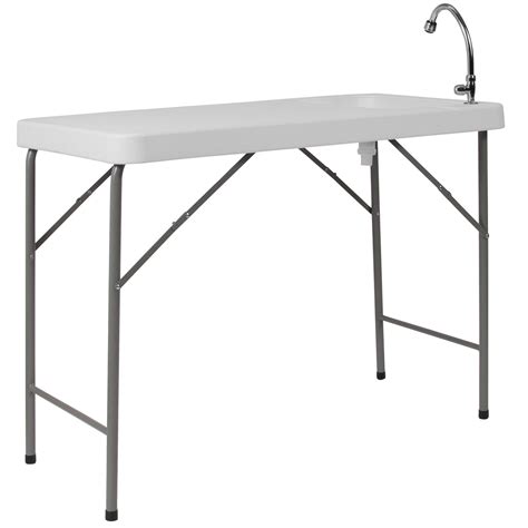 45 White Outdoor Patio Folding Potting Table With Sink Pool Central